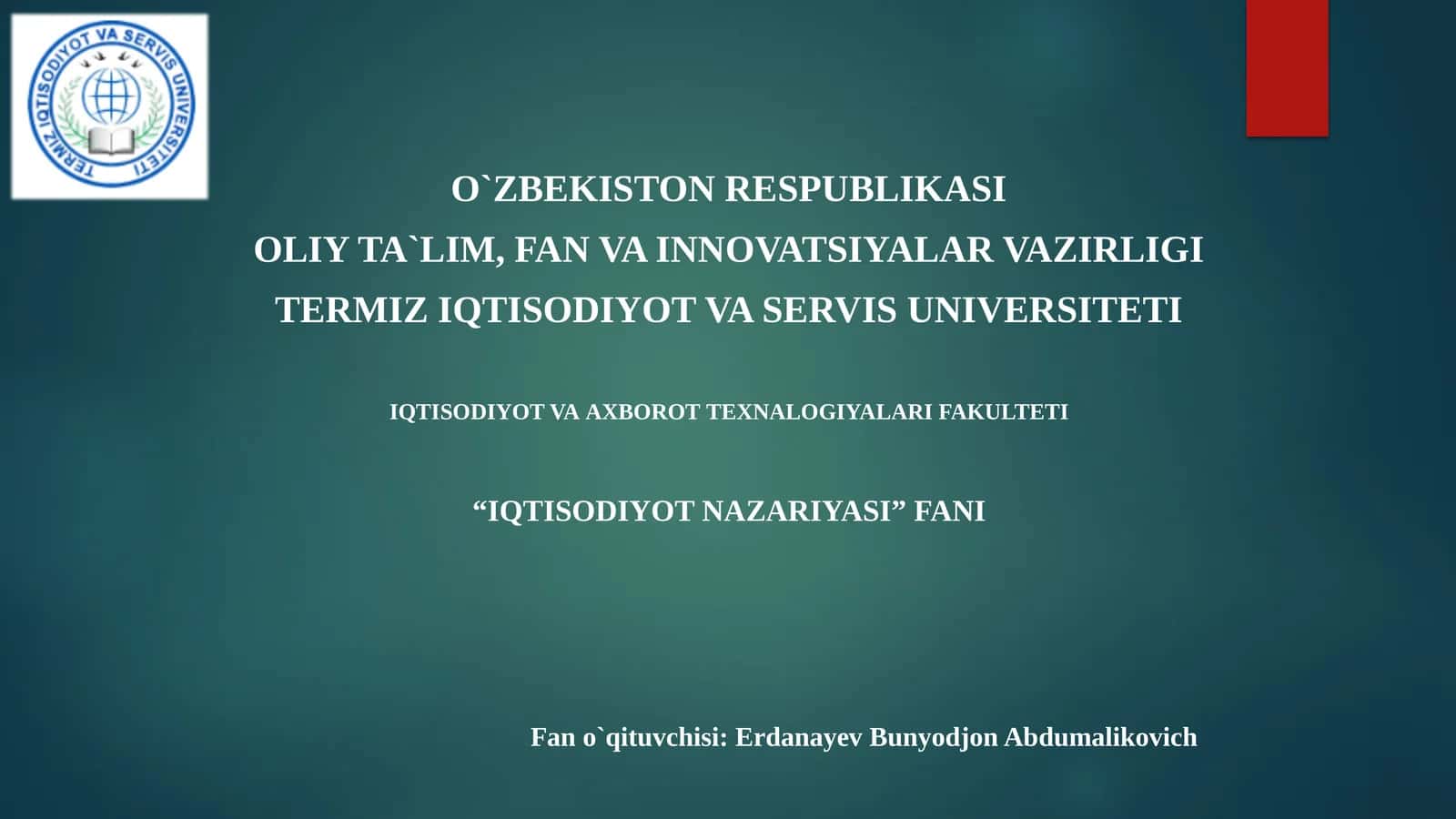 O'zbekiston Respublikasi iqtisodiyoti 1