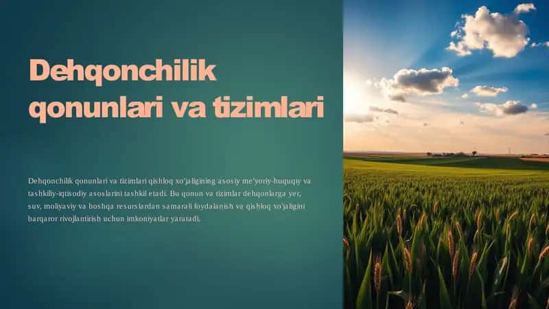 Dehqonchilik qonunlari va tizimlari 1