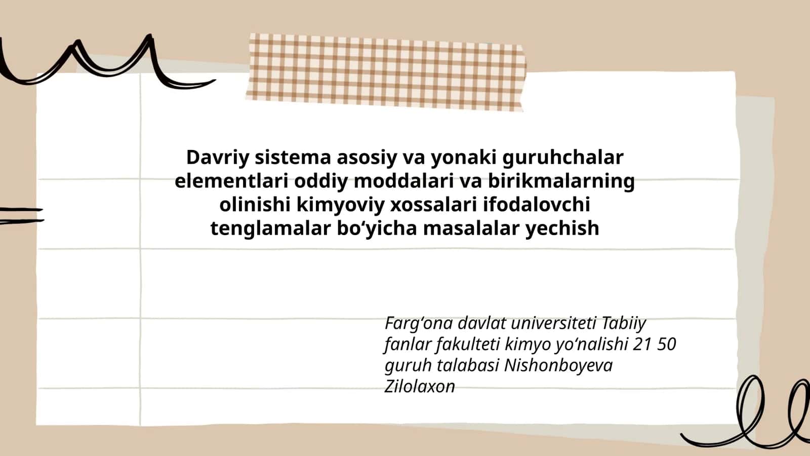 Davriy sistema asosiy va yonaki guruhchalar elementlari 1