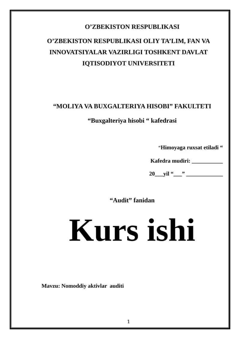 Nomoddiy aktivlar  auditi 1