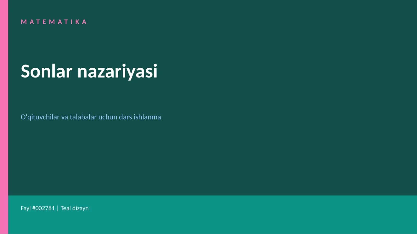 Matematika: Sonlar nazariyasi 1