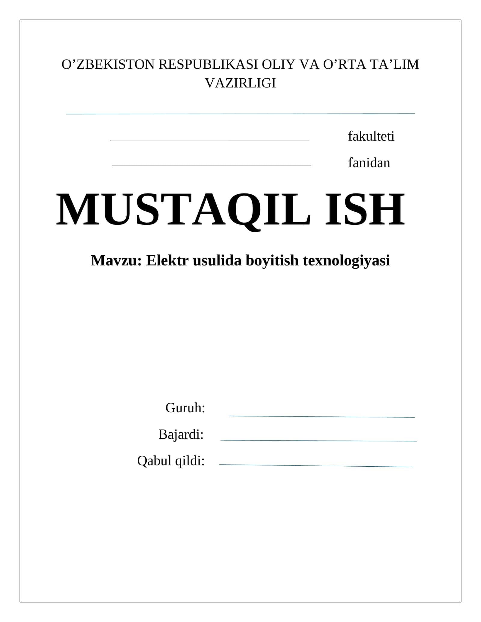 Elektr usulida boyitish texnologiyasi 1