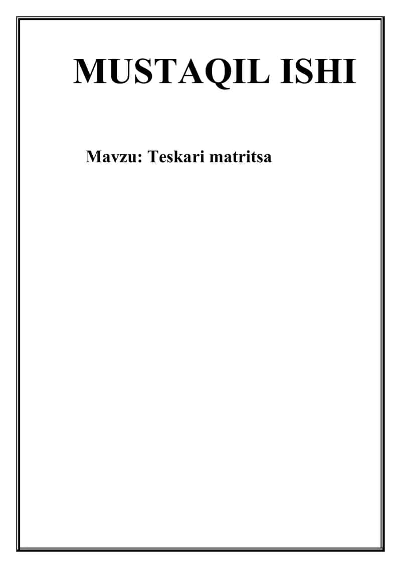 Teskari matritsa 1