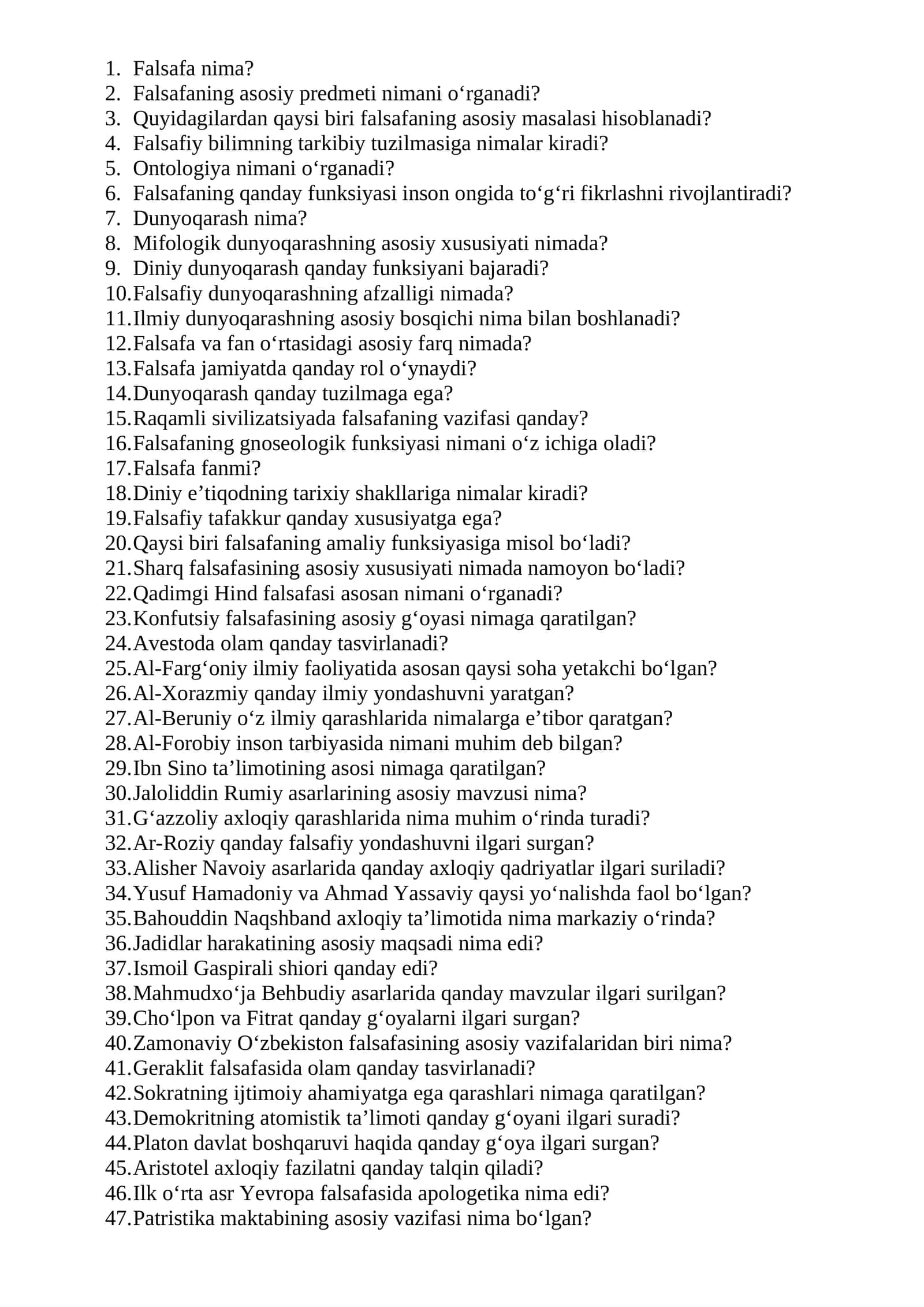 Falsafiy dunyoqarashning afzalligi 1