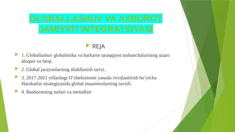 Globallashuv va Axborot JamiyatI Integratsiyasi 1