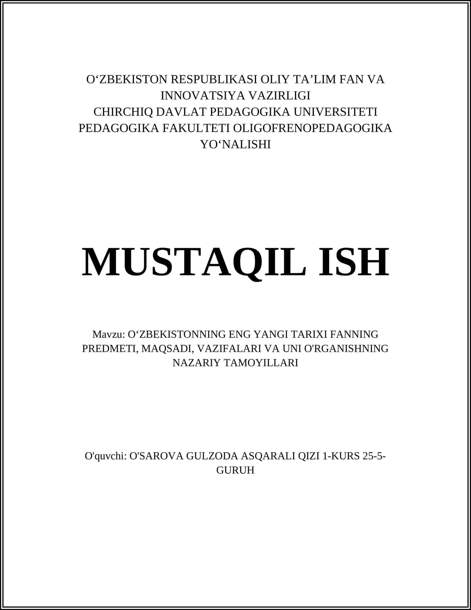 O'zbekistonning eng yangi tarixi 1