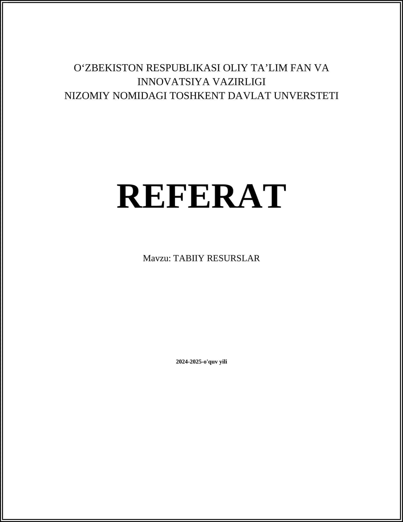 TABIIY RESURSLAR 1