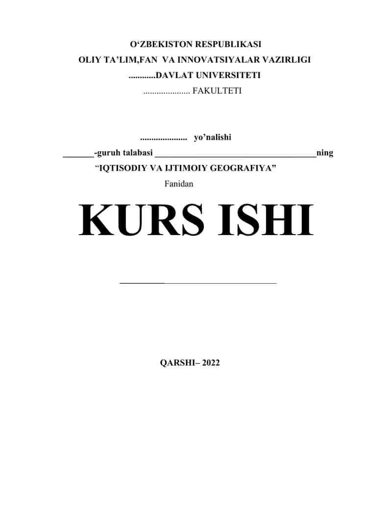Dunyo aholisi geografiyasi KURS ISHI 1