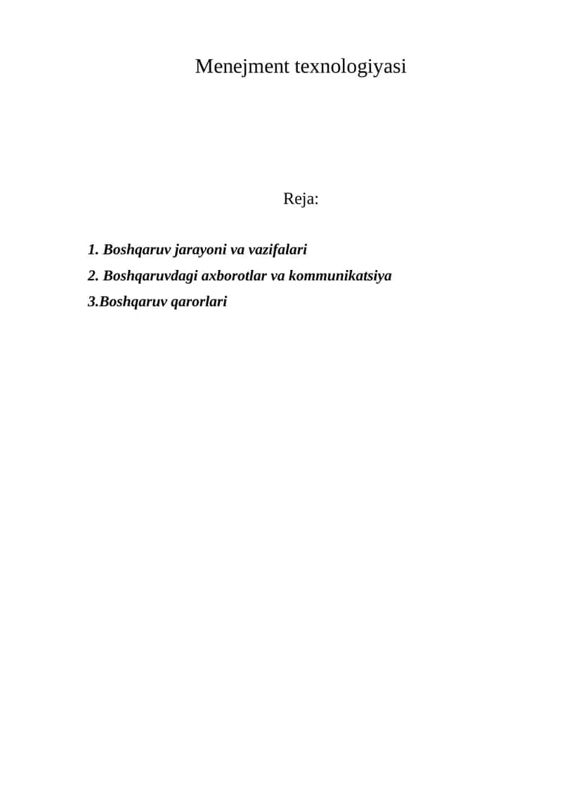 Menejment texnologiyasi 1