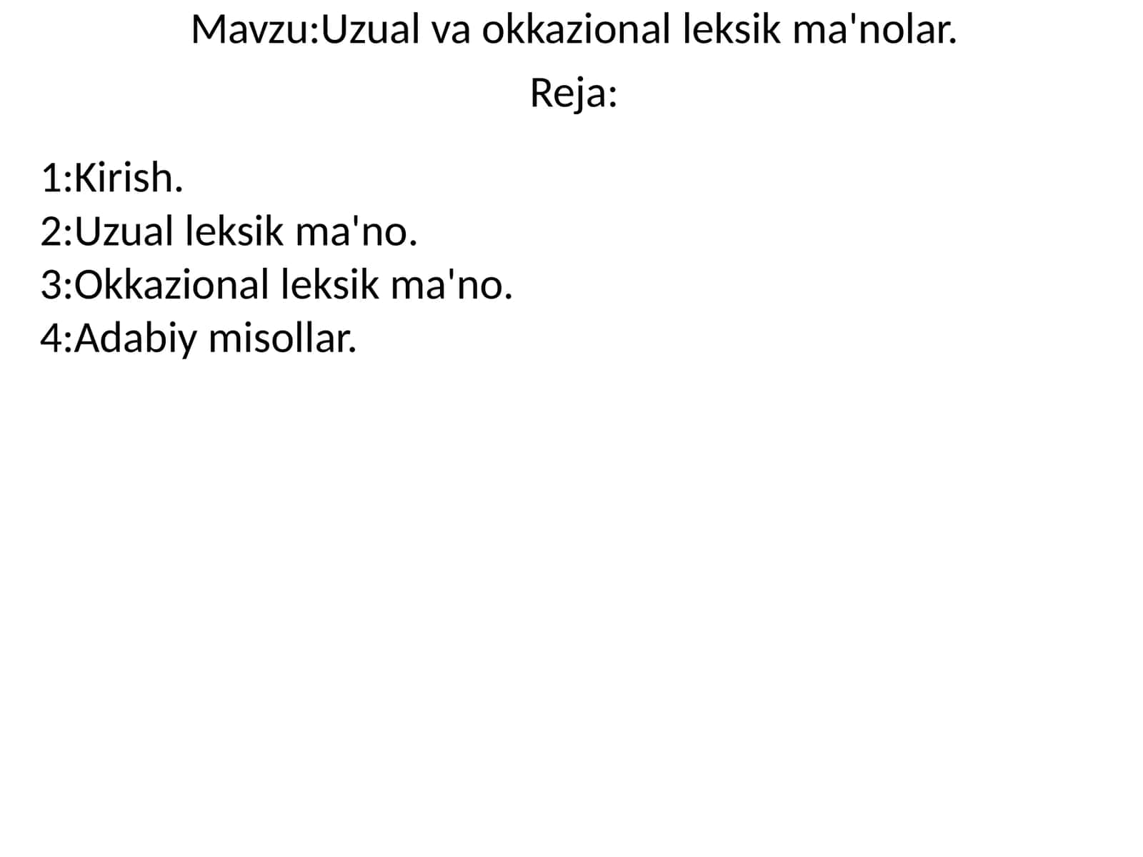 Uzual va okkazional leksikma'nolar 1