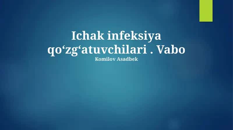 Ichak infeksiya qoʻzgʻatuvchilari. Vabo Komilov Asadbek 1
