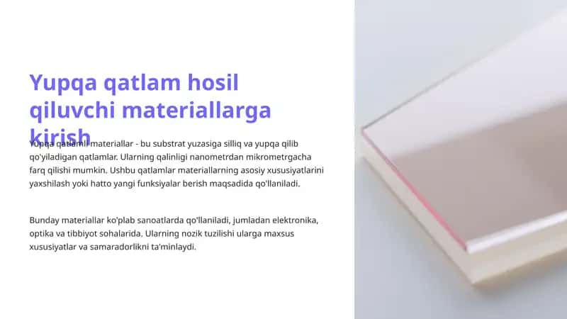 Yupqa qatlam hosil qiluvchi materiallarga kirish 1