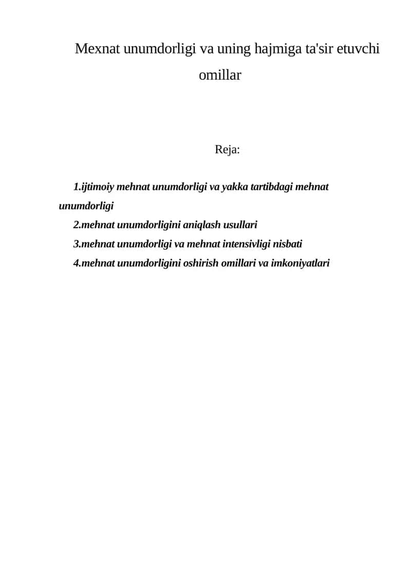 Mehnat unumdorligi 1