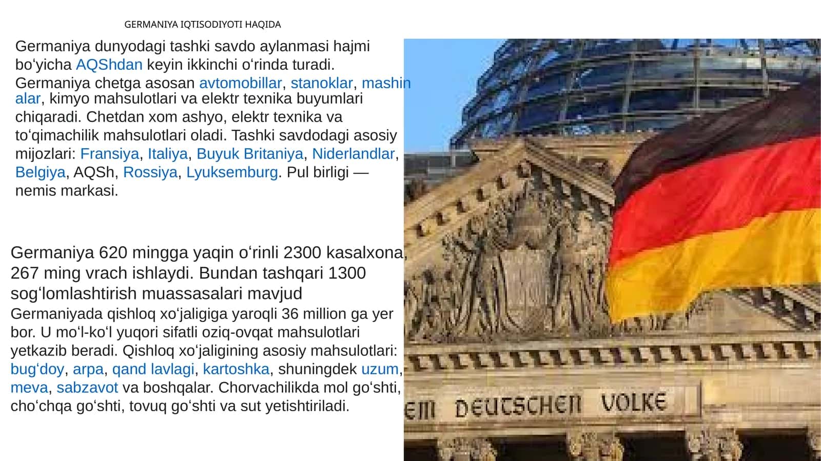 GERMANIYA IQTISODIYOTI HAQIDA 1