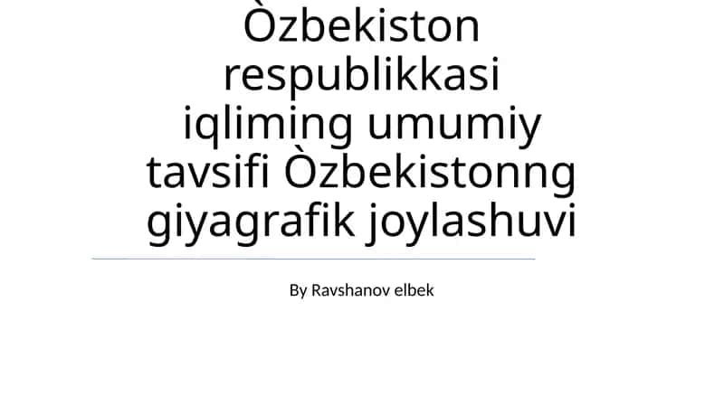 Harorat rejimining mavsumiy oʻzgarishi 1
