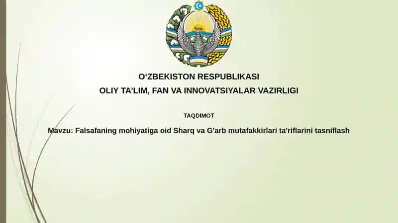 Sharq va G'arb Falsafiy Tafakkurida Mohiyat Ta'riflari