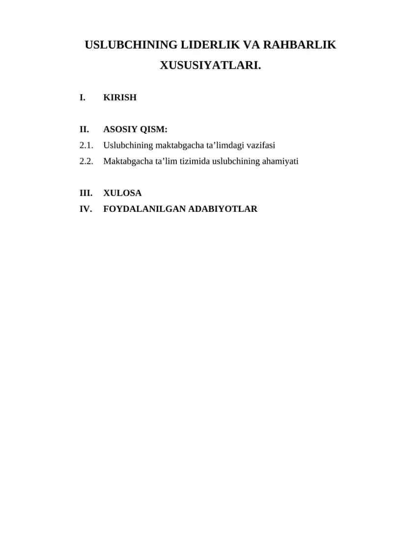 USLUBCHINING LIDERLIK VA RAHBARLIK XUSUSIYATLARI 1