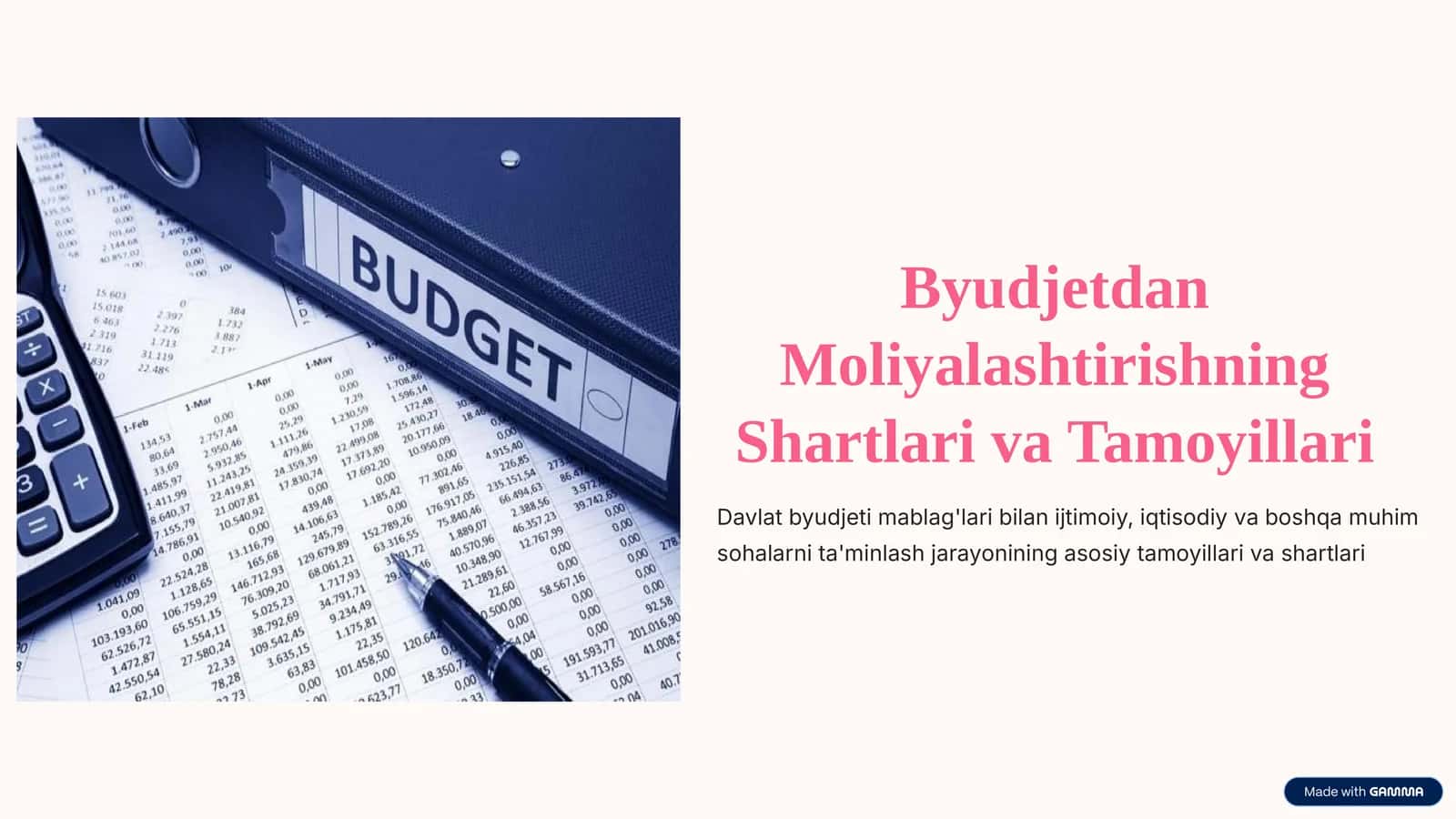 Byudjetdan moliyalashtirishning shartlari va tamoyillari.pptx 1