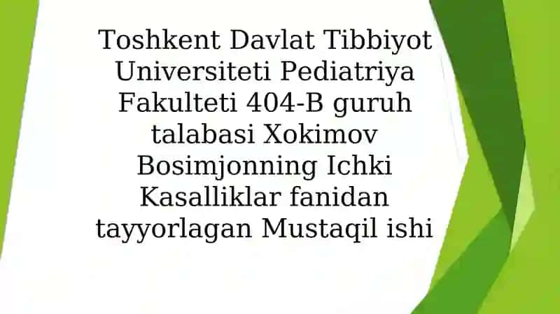 Ichki kasalliklar mustaqil ish