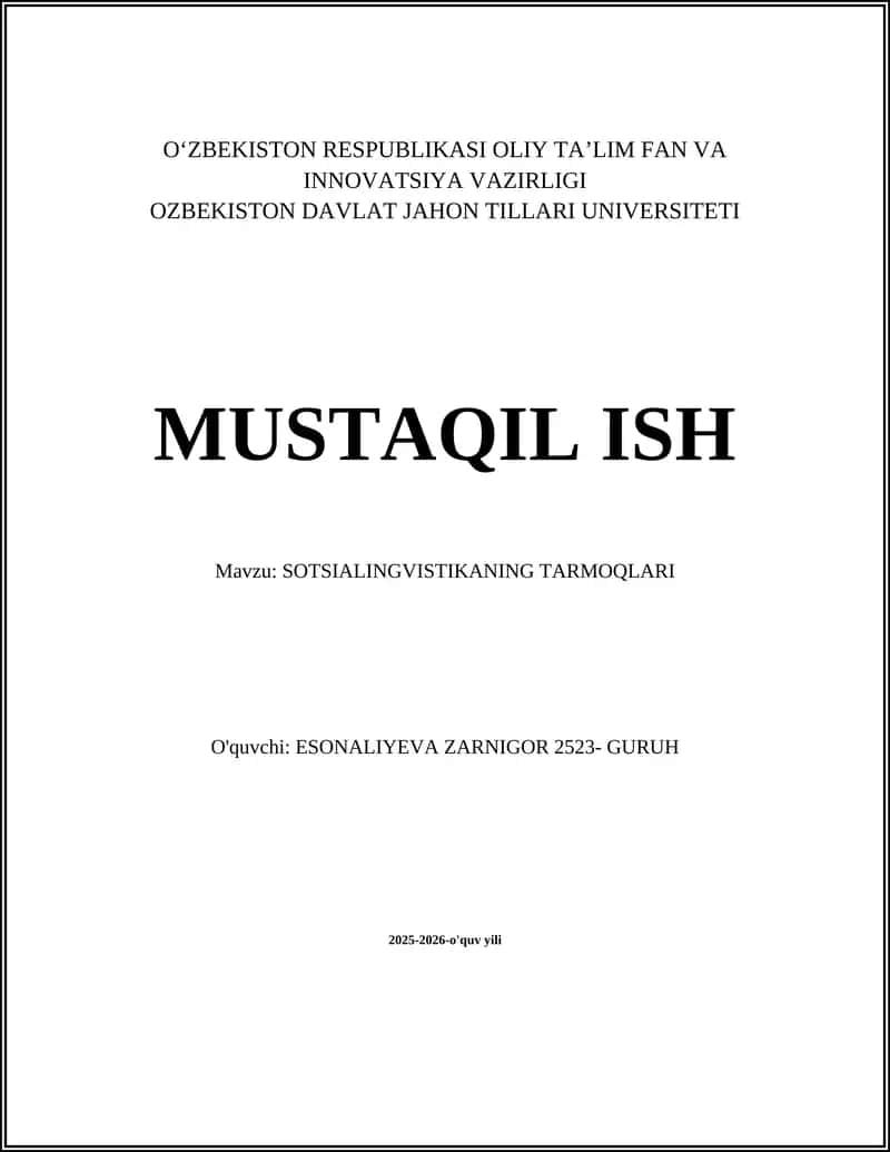 SOTSIALINGVISTIKANING TARMOQLARI 1