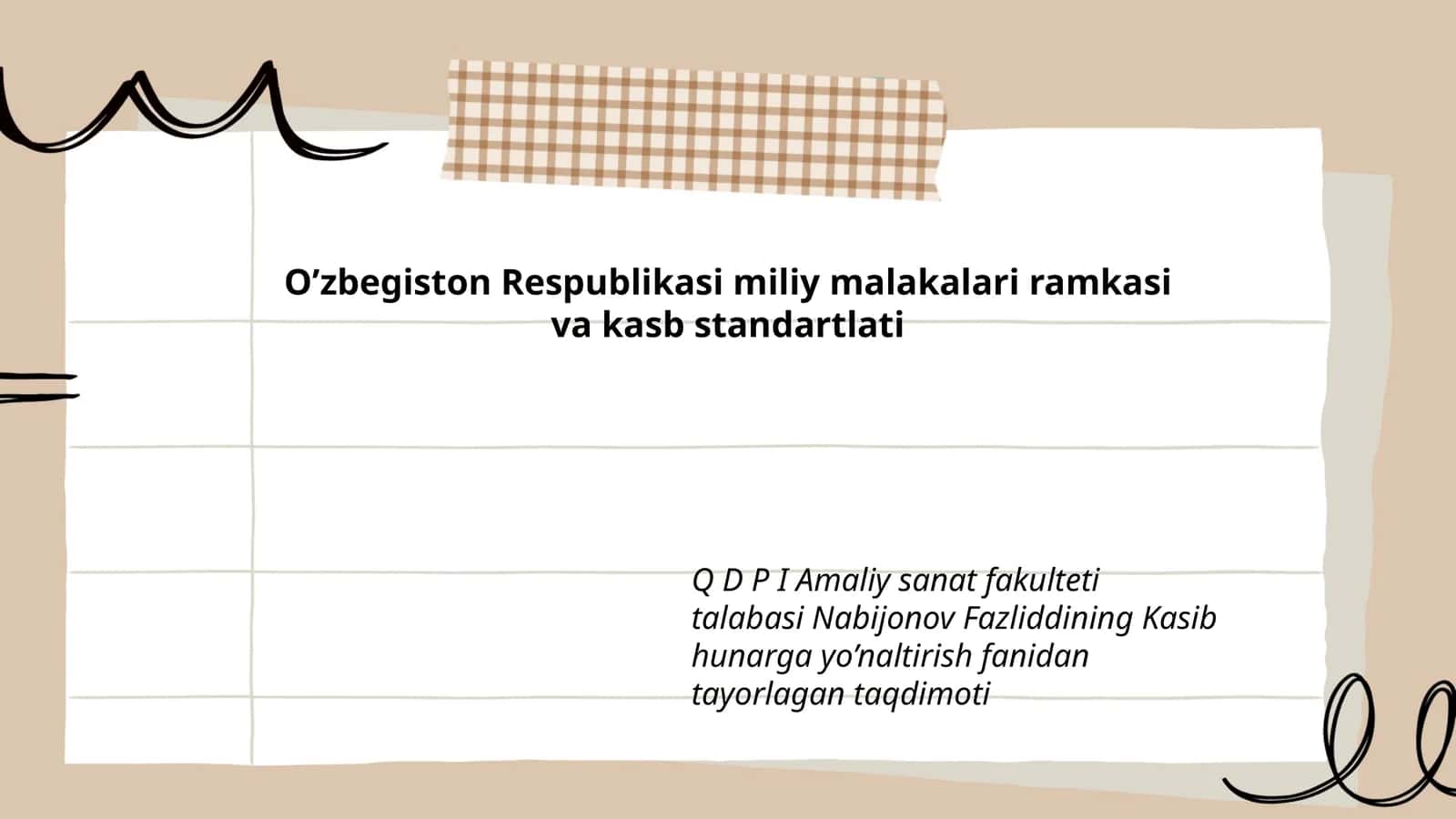 Kasib hunarga yo’naltirish fanidan taqdimot 1