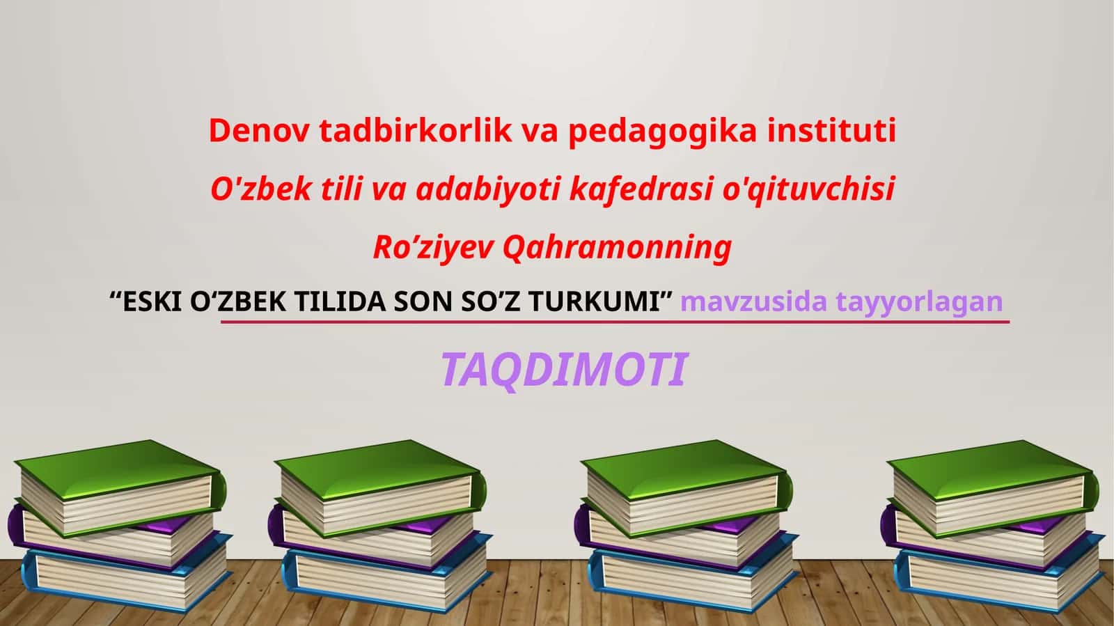 Eski o‘zbek tilida son so’z turkumi 1
