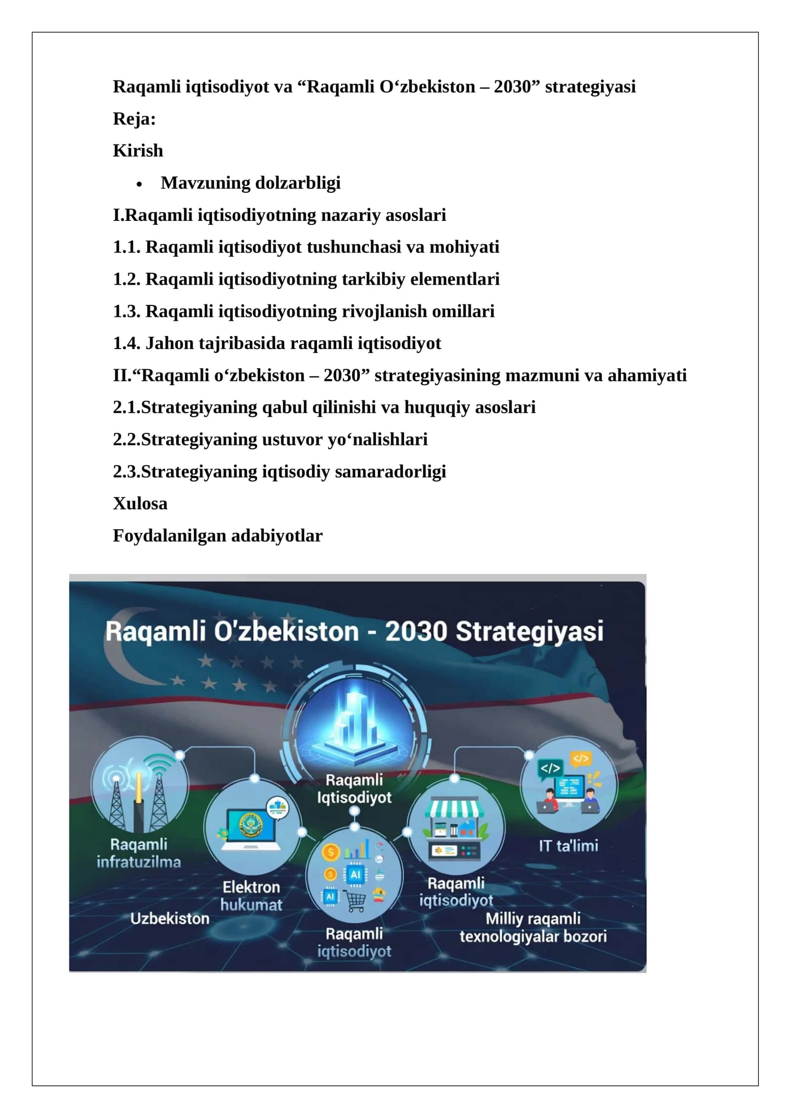 Raqamli iqtisodiyot va “Raqamli O‘zbekiston – 2030” strategiyasi 1
