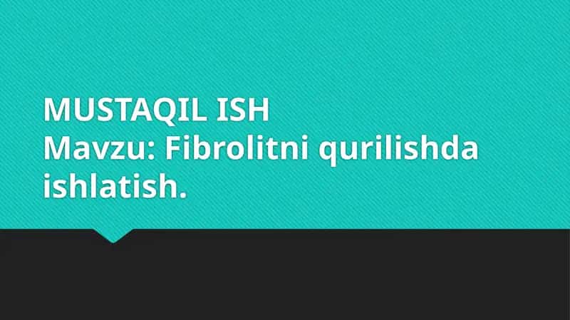 Fibrolitni qurilishda ishlatish 1