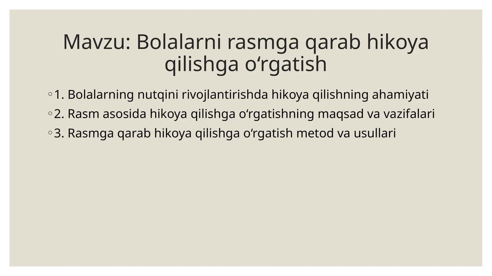 Hikoya qilishga o‘rgatish 1