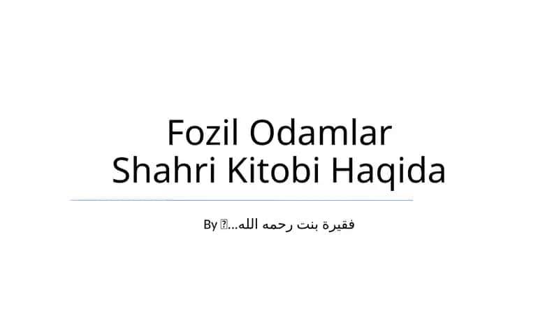 Fozil Odamlar Shahri Kitobi 1