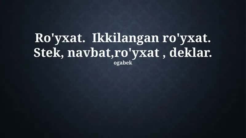 Ro'yxatlar bilan ishlash 1