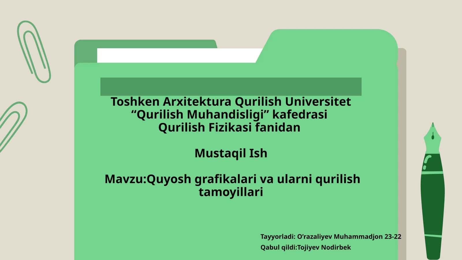 Quyosh grafikalari va ularni qurilish tamoyillari 1