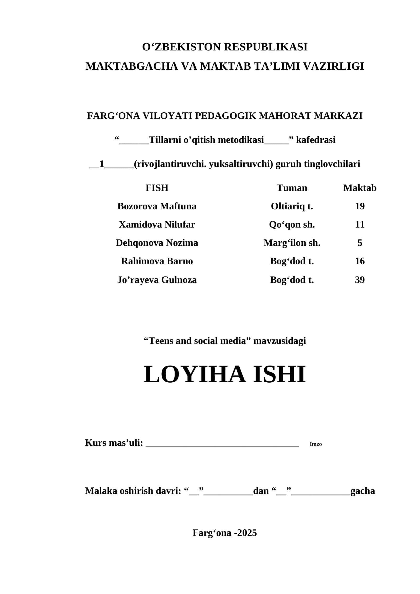 Teens and social media - Loyiha ISHI 1