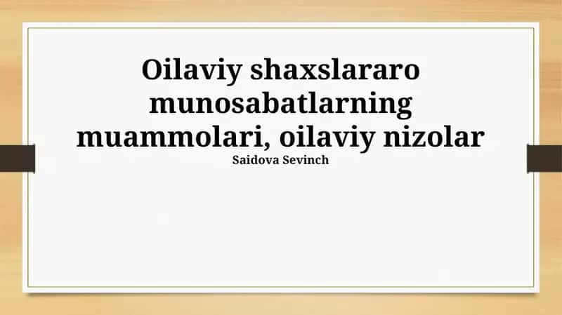 Moliyaviy muammolar va oilaviy nizolar 1
