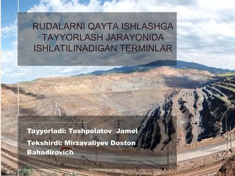rudalarni qayta ishlashga tayyorlash 1
