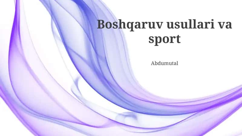 Boshqaruv usullari va sport 1