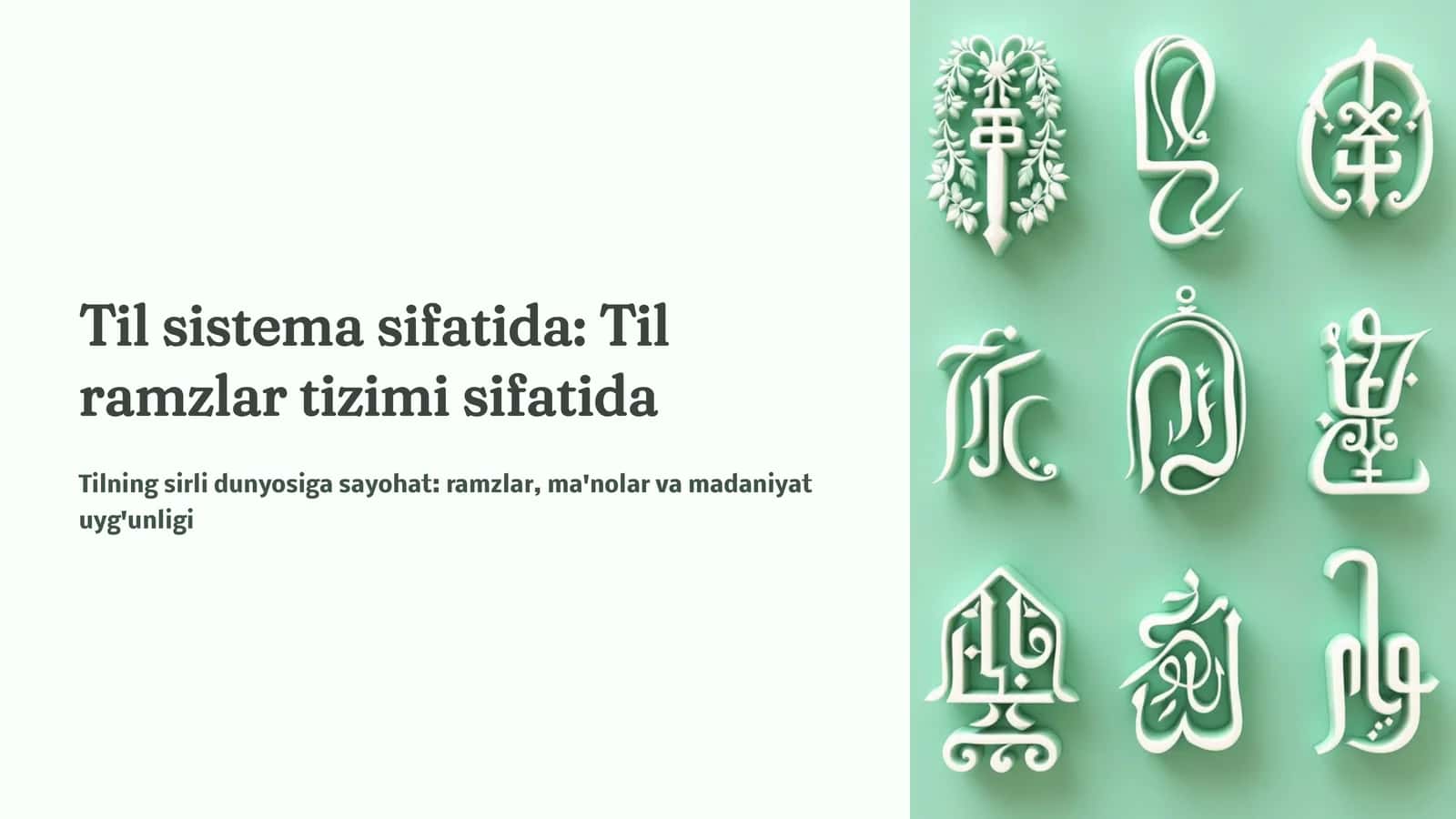 Til sistema sifatida: Til ramzlar tizimi sifatida 1
