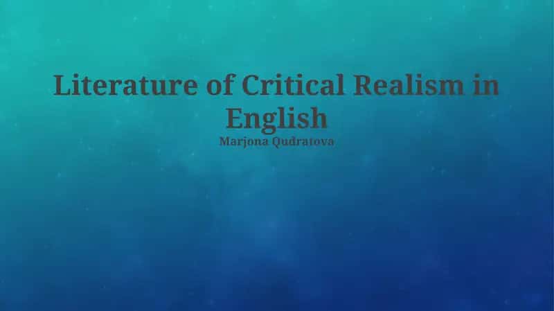 Literature of Critical Realism in English 1