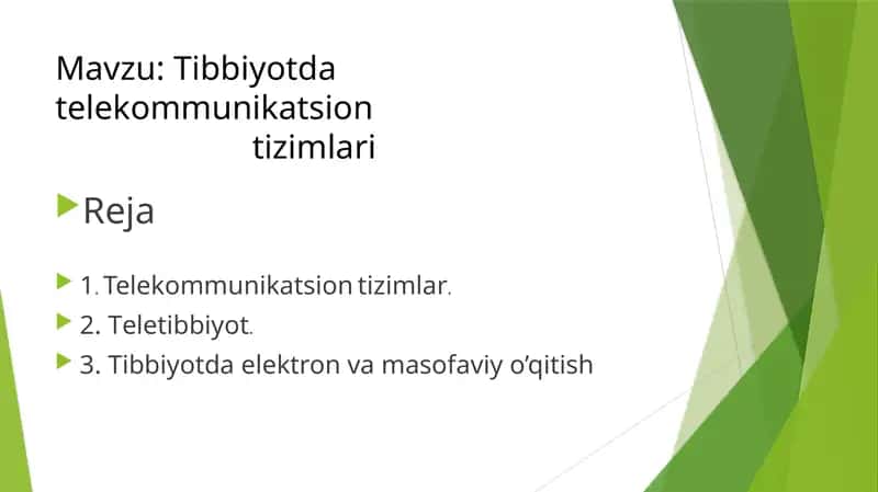 Tibbiyotda telekommunikatsion tizimlar 1
