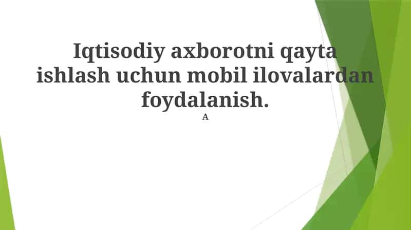 Mobil Ilovalar Iqtisodiy Ma'lumotlar 1