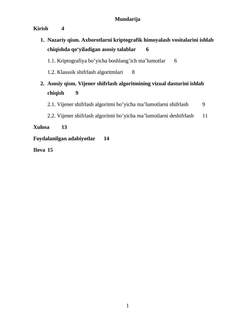 KURS ishi Axborotlarni kriptografik himoyalash vositalarini ishlab chiqishda qo‘yiladigan asosiy talablar 1