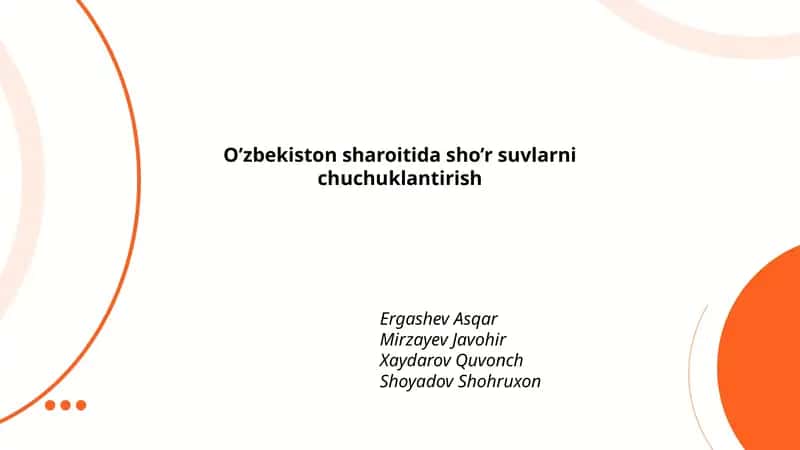 O’zbekiston sharoitida sho’r suvlarni chuchuklantirish 1