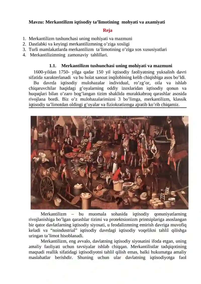 Merkantilizm iqtisodiy ta’limot