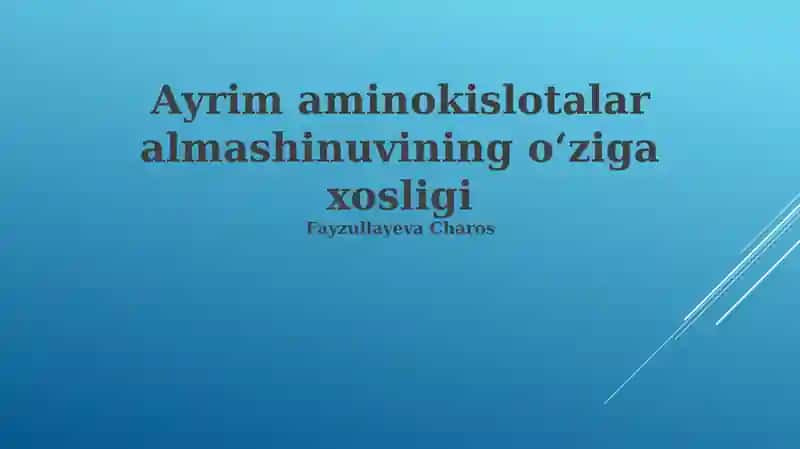 Ayrim aminokislotalar almashinuvi