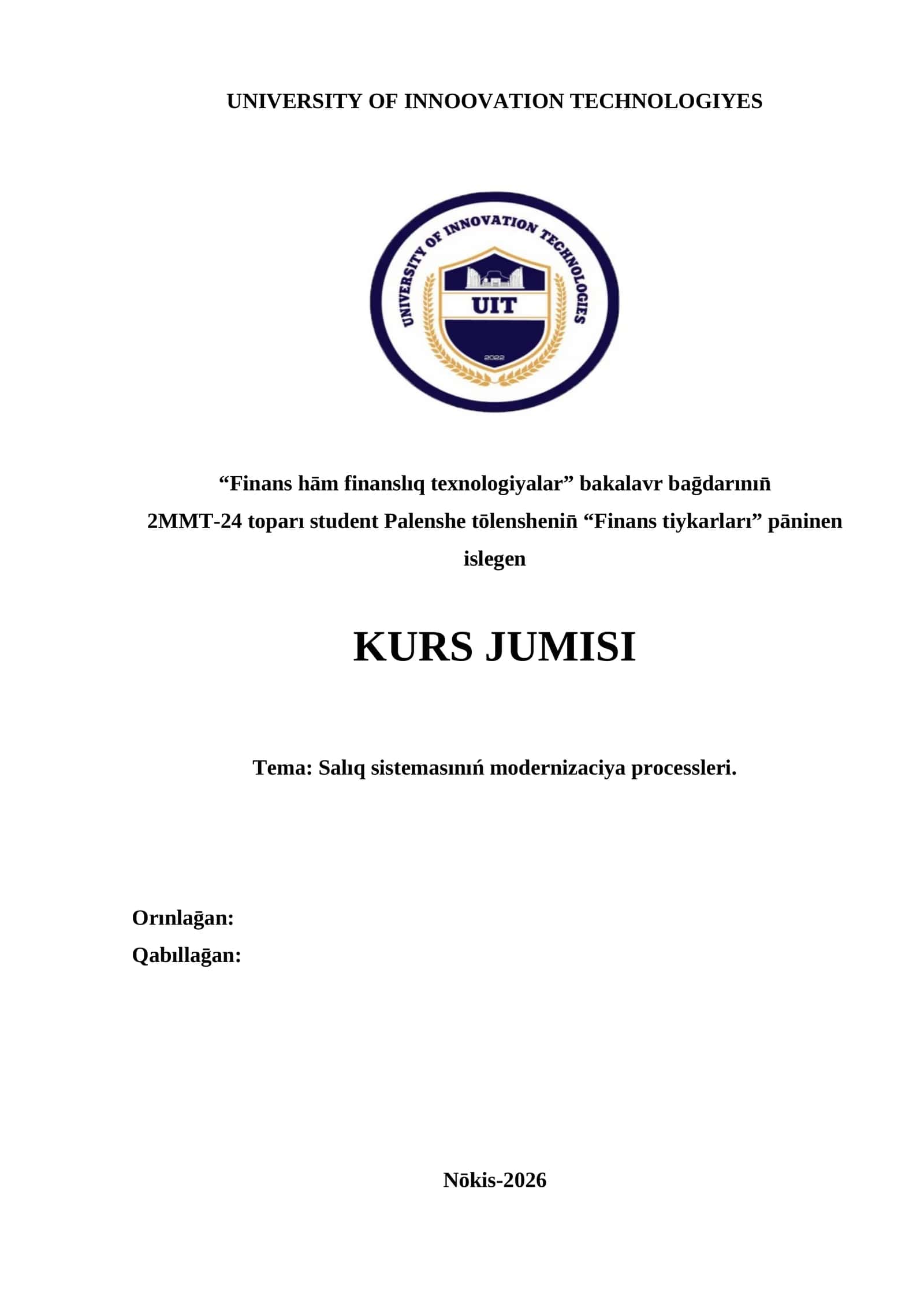 Salıq sistemasınıń modernizaciya processleri 1