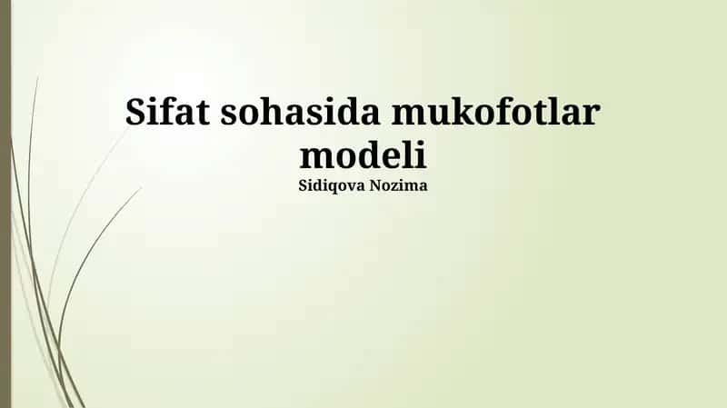 Sifat sohasida mukofotlar modeli 1