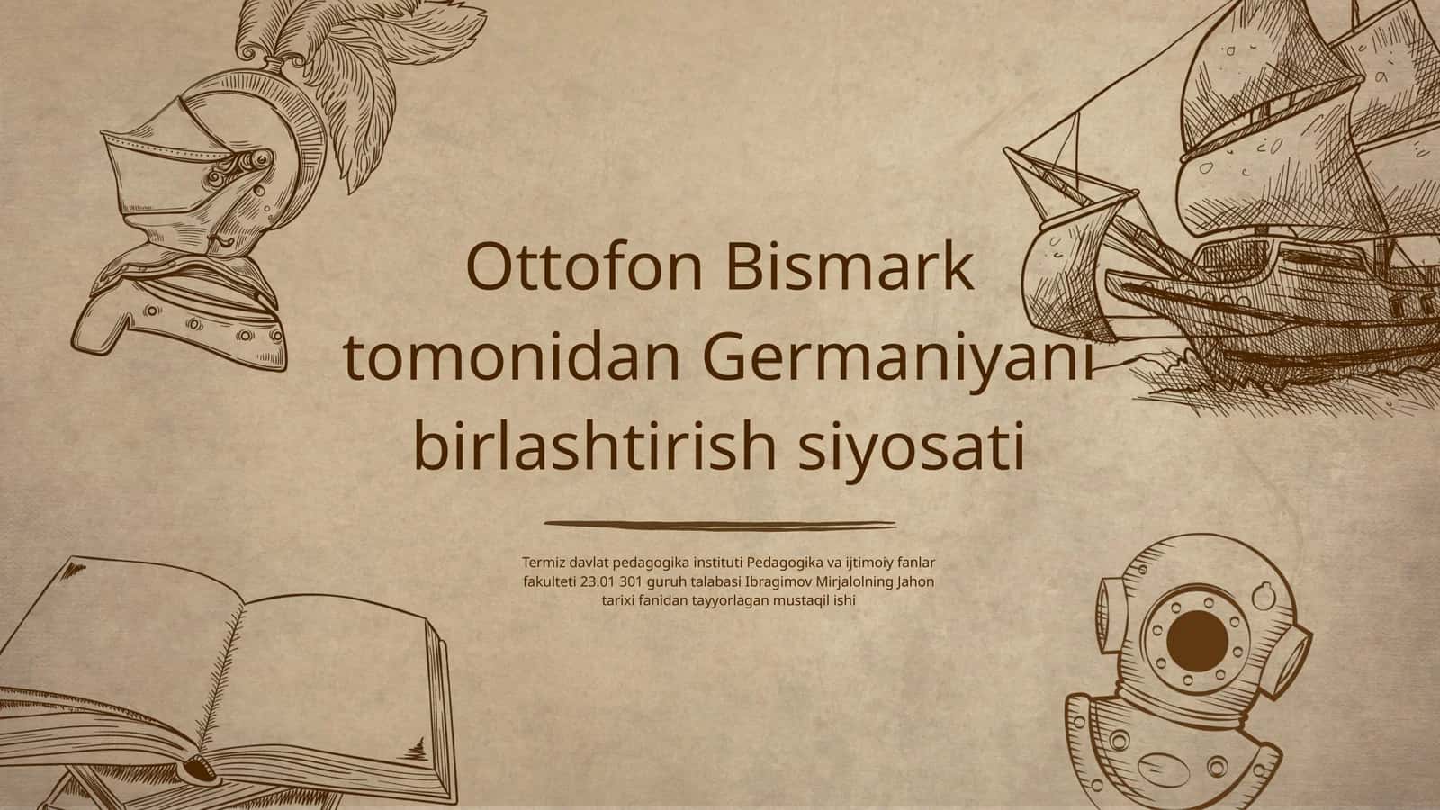 Ottofon Bismark tomonidan Germaniyani birlashtirish siyosati 1