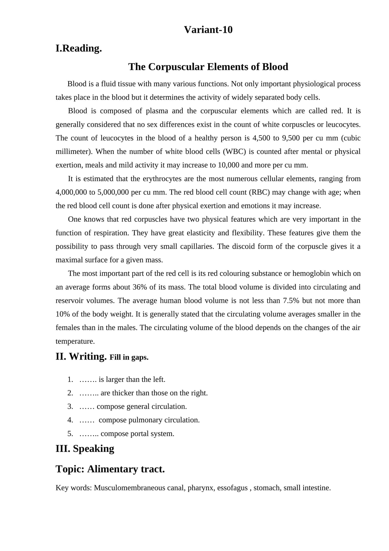 The Corpuscular Elements of Blood 1