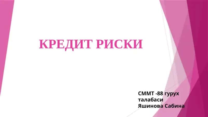 КРЕДИТ РИСКИ 1