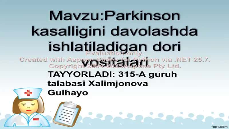 Parkinson kasalligini davolashda ishlatiladigan dori vositalari 1